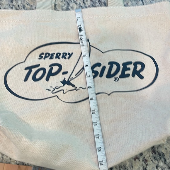 Sperry Top Sider cream canvas 10” strap cotton carryall shopping tote bag - Picture 7 of 8